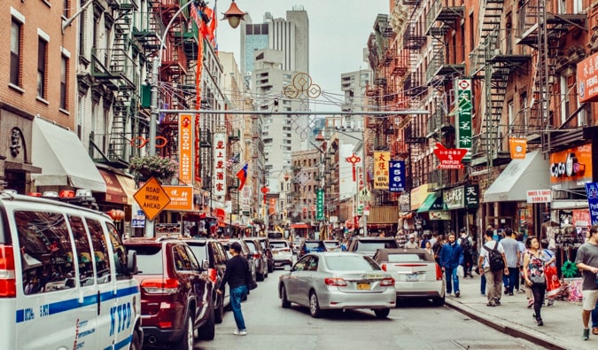 Área ocupada de Chinatown em Nova York, EUA
