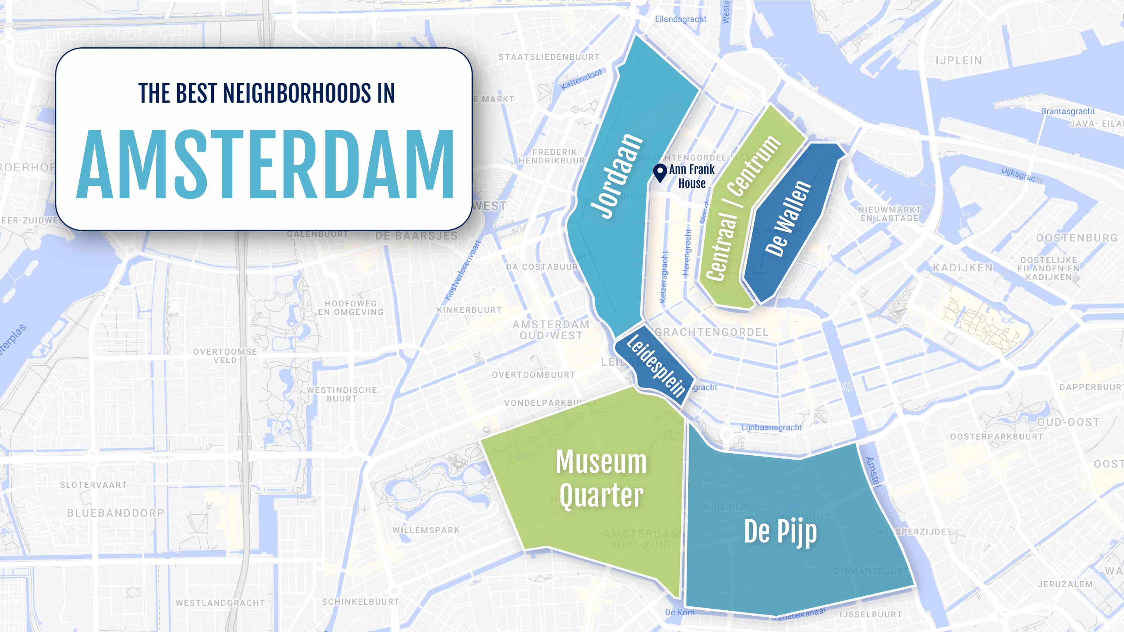 Mapa colorido dos distritos de Amsterdã, Holanda