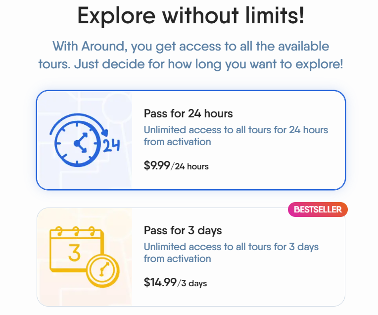 Na captura de tela do site, que mostra preços para assinaturas de 24 horas e 3 dias