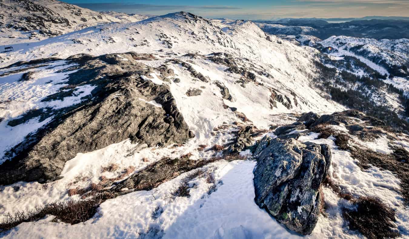 Neve no Monte Ulriken em Bergen, Noruega