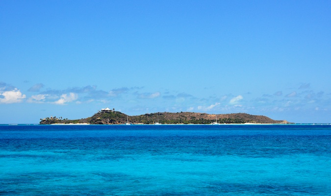A famosa ilha de Necher, de propriedade de Richard Branson, nas Ilhas Virgens