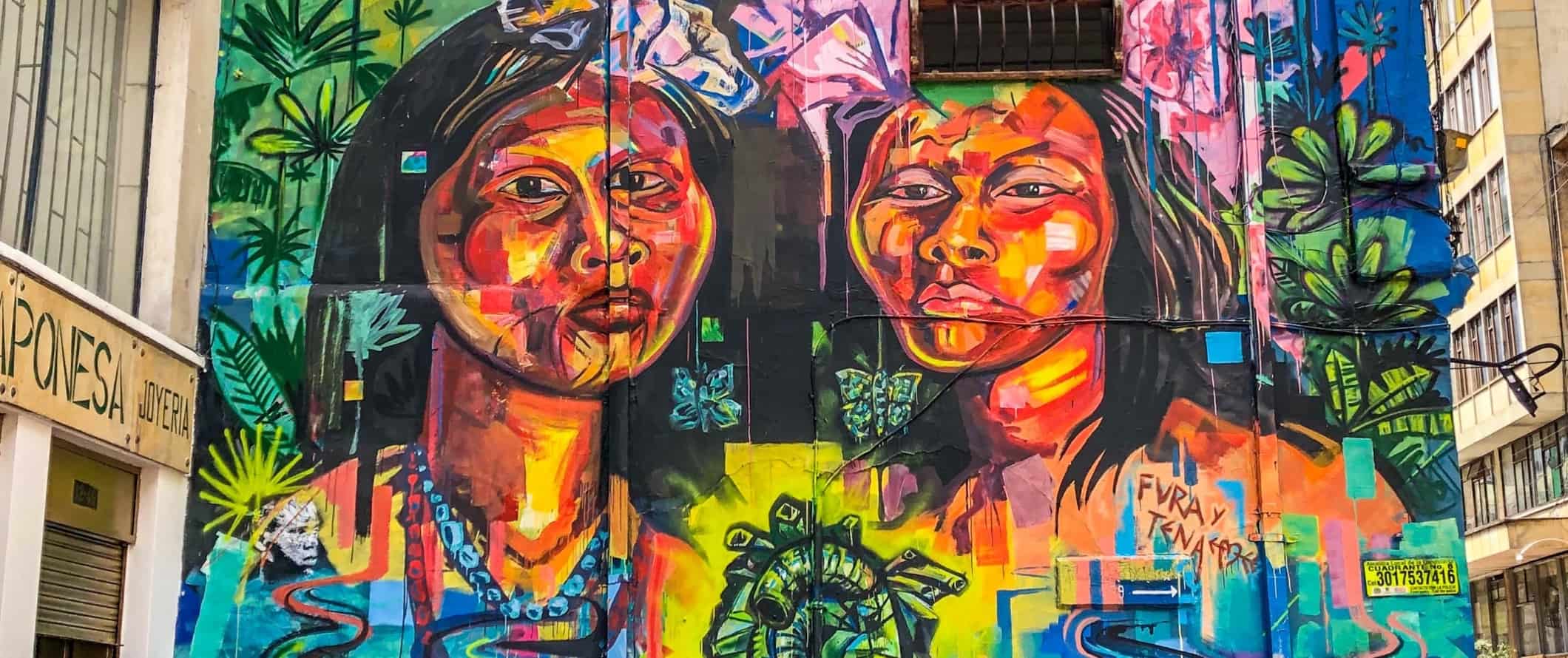 Arte de rua colorida em Bogotá, Colômbia