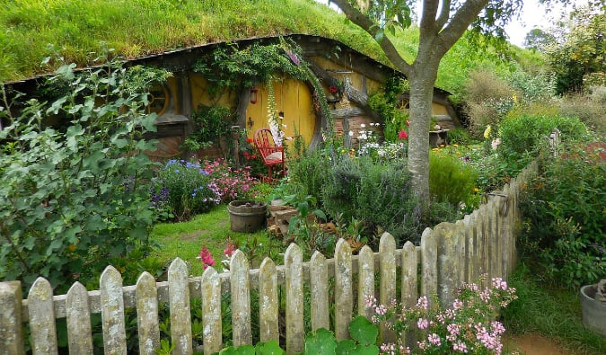 Hobbit House no Hobbiton, Nova Zelândia, da tripulação 