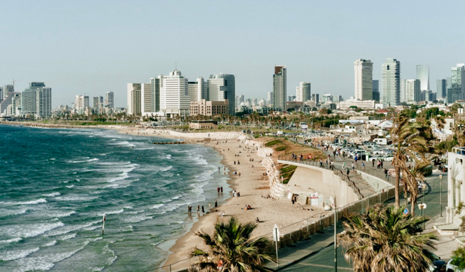 Air View em Tel Aviv e sua costa em Israel