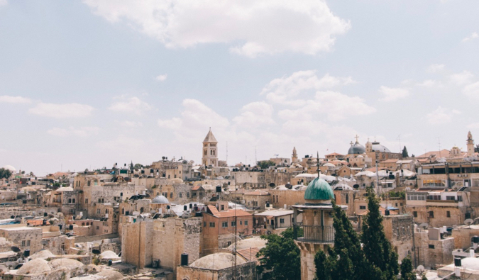 O horizonte da cidade histórica de Jerusalém em Israel