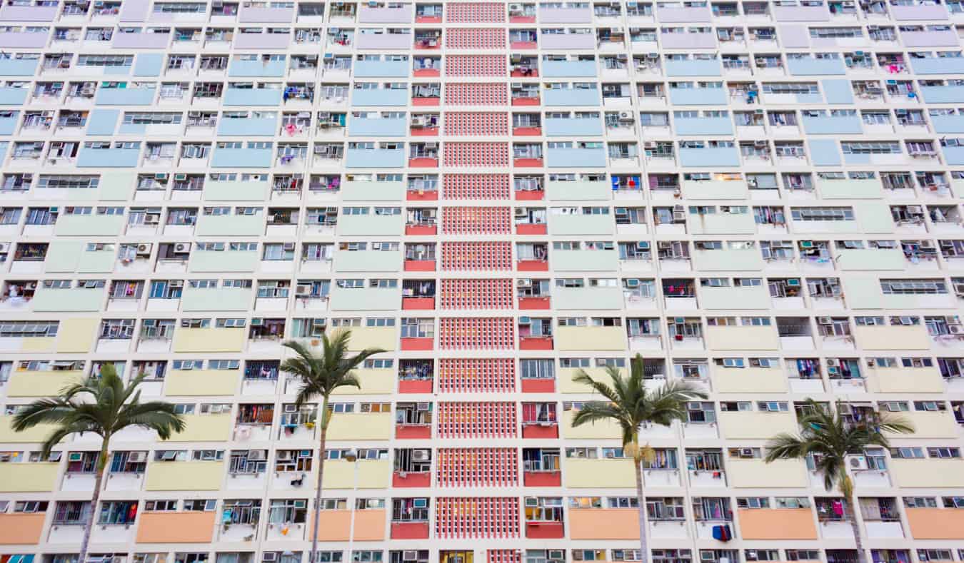 Apartamentos lotados em Kowloon, Hong Kong