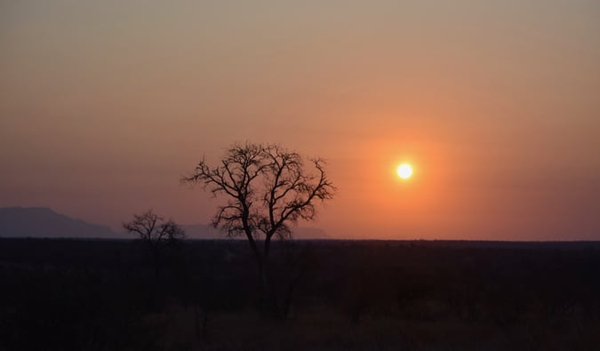 Sunset no Parque Nacional Kruger.