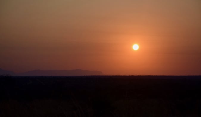 Sunset no Parque Nacional Kruger.