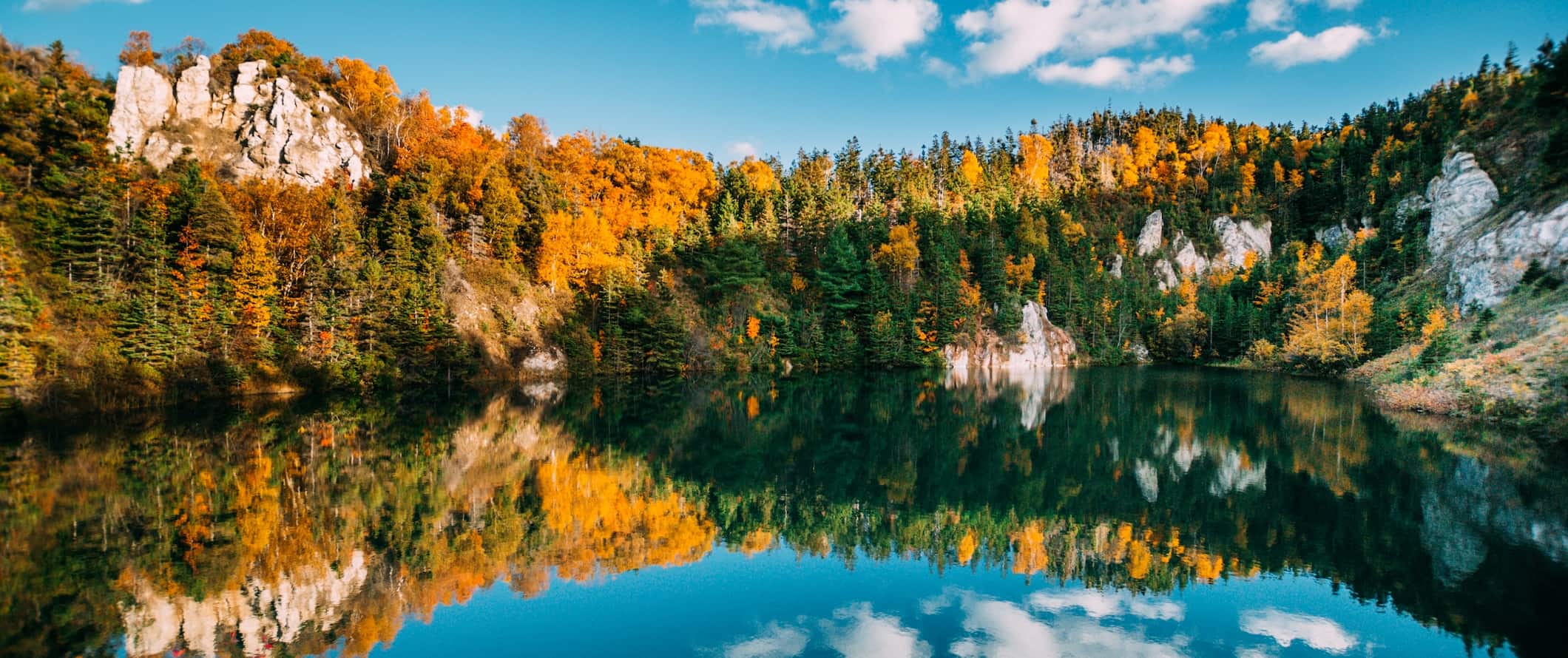Uma vista deslumbrante do lago e da floresta na pitoresca Nova Escócia, Canadá.