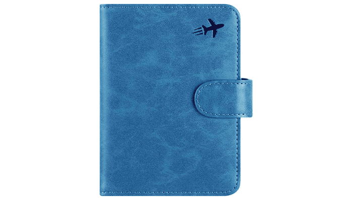 Carteira azul para um passaporte