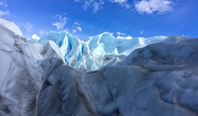 Uma caminhada ao longo da geleira Perito-Morino era como uma estadia em outro planeta.