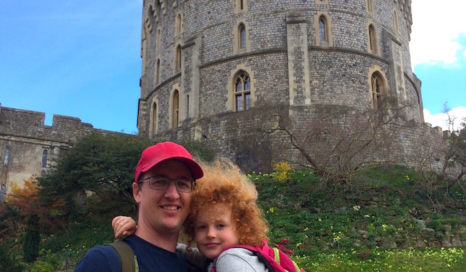 Keith com sua filha no Castelo de Windsor como turista