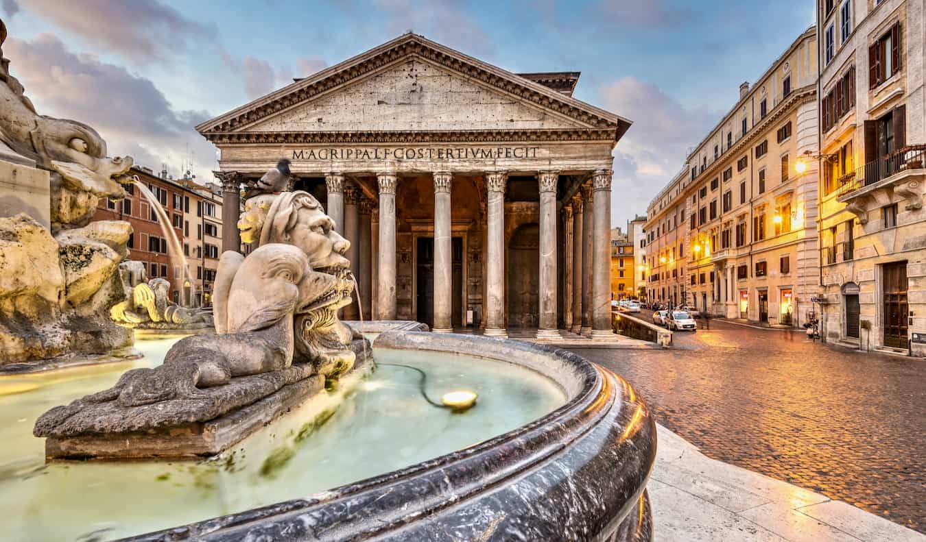 A aparência do panteão antigo em Roma, Itália