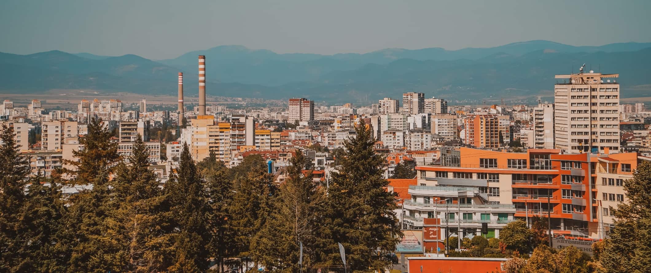 Vista da cidade a partir dos telhados de Sófia, Bulgária