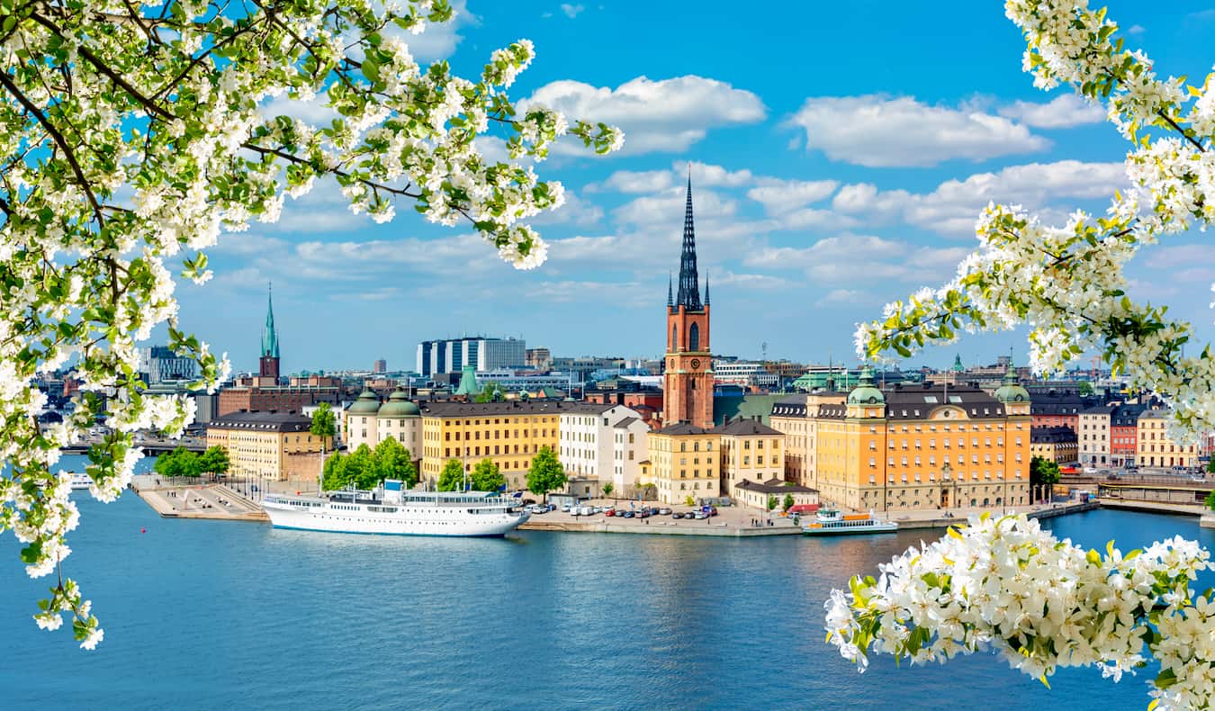 Vista da cidade velha em Solnechno Estocolmo, Suécia