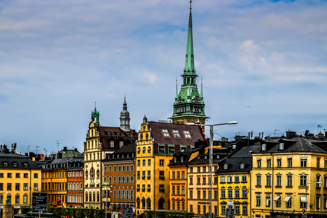 Edifícios coloridos e históricos Estocolmo