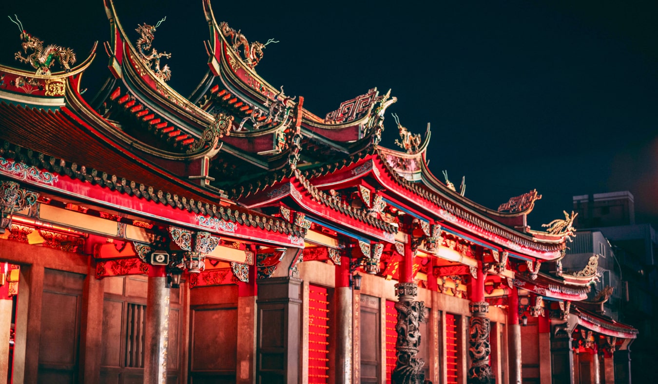 Templo famoso e histórico de Longshan em Taipei, Taiwan