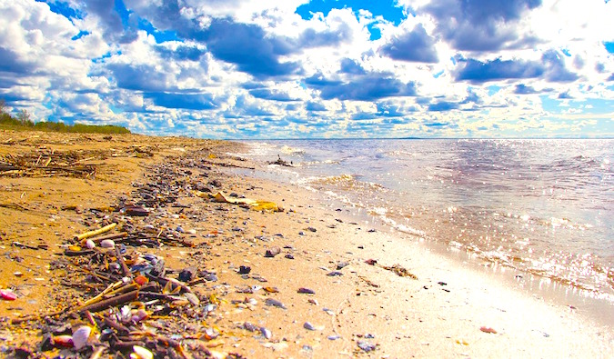 Toneladas de lixo e lixo na praia