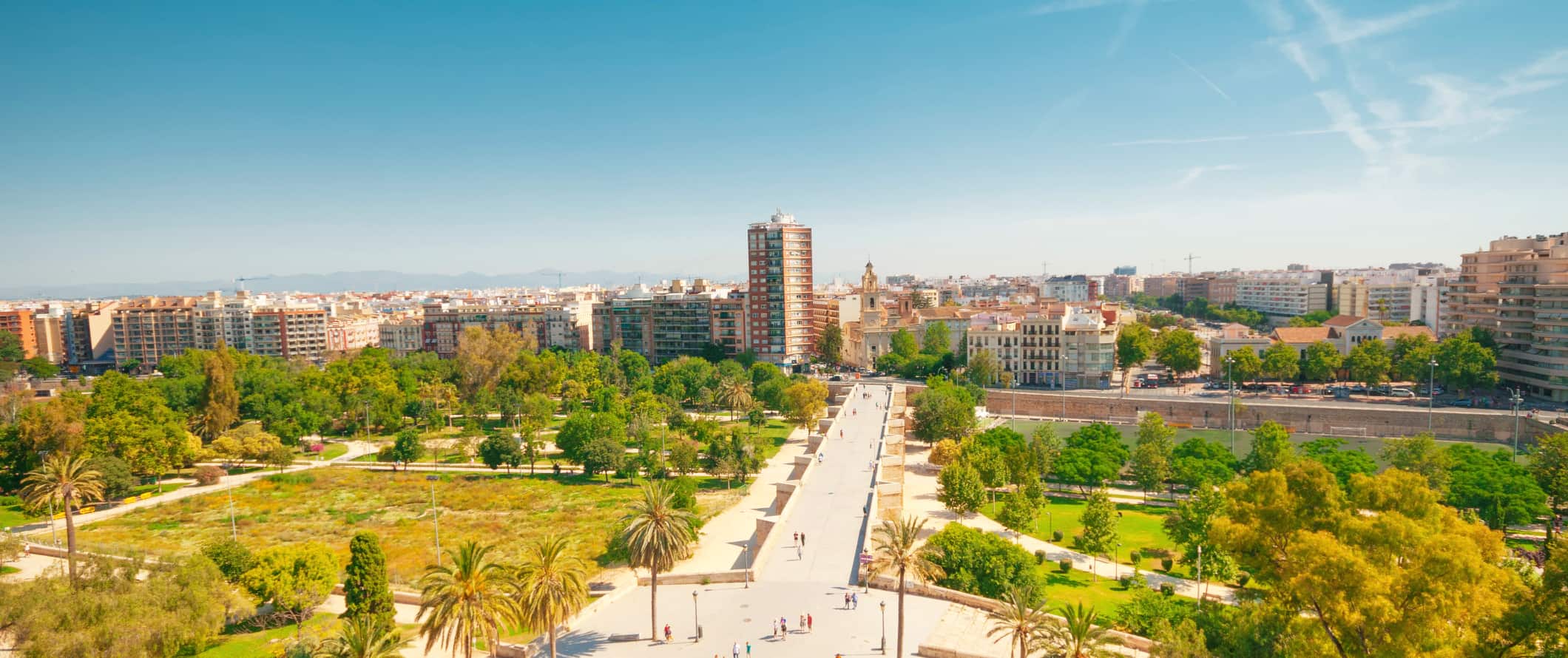 Vista aérea da bela cidade de Valência, Espanha, num dia brilhante de verão