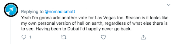 Captura de tela do Twitter sobre Las Vegas